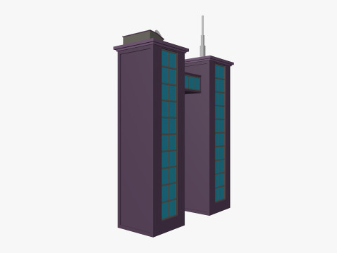 Cartoon skyscraper building 4 Low-poly 3D Model