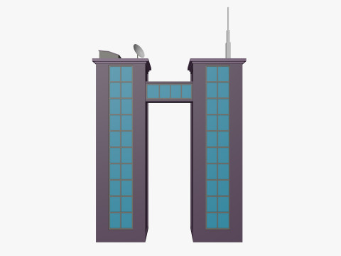 Cartoon skyscraper building 4 Low-poly 3D Model