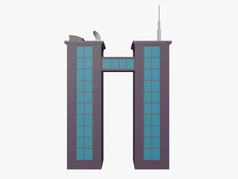 Cartoon skyscraper building 4 Low-poly 3D Model