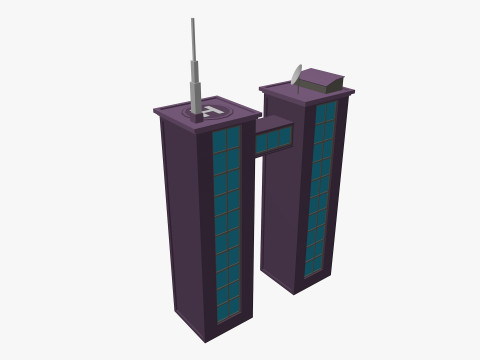 Cartoon skyscraper building 4 Low-poly 3D Model