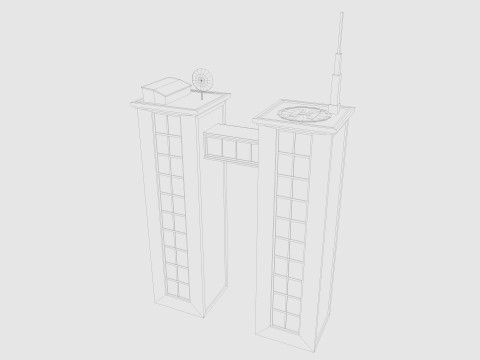 Cartoon skyscraper building 4 Low-poly 3D Model