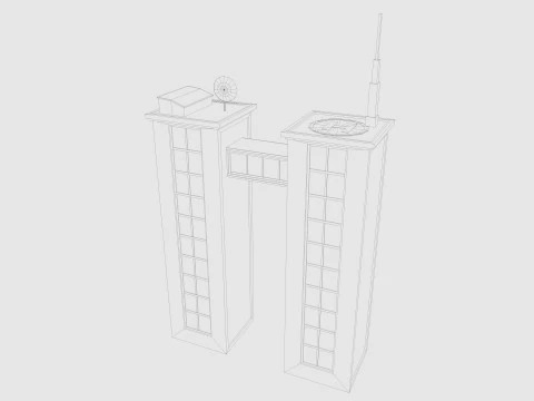 Cartoon skyscraper building 4 Low-poly 3D Model