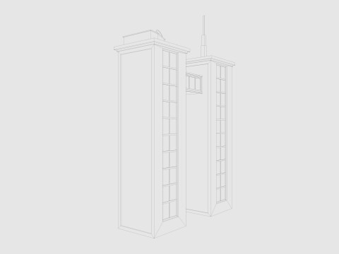 Cartoon skyscraper building 4 Low-poly 3D Model
