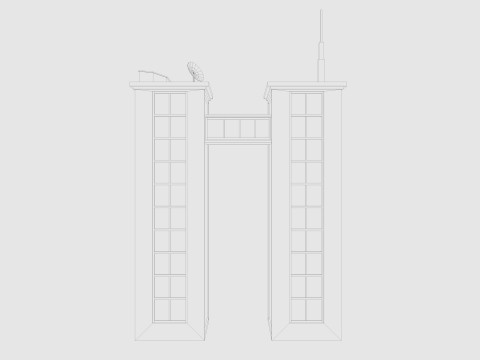 Cartoon skyscraper building 4 Low-poly 3D Model