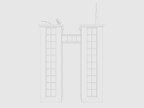 Cartoon skyscraper building 4 Low-poly 3D Model