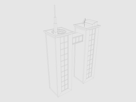 Cartoon skyscraper building 4 Low-poly 3D Model