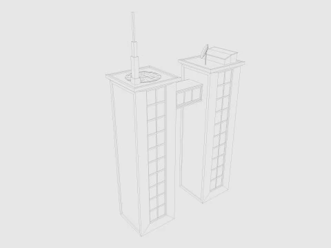 Cartoon skyscraper building 4 Low-poly 3D Model