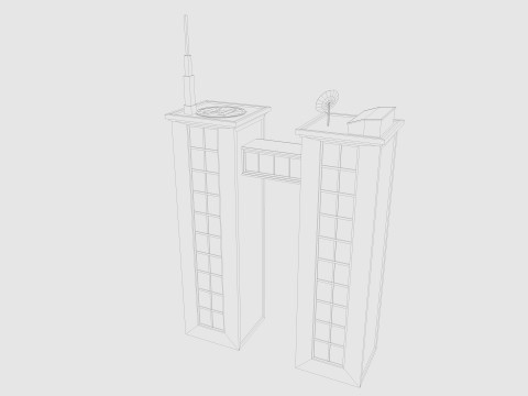 Cartoon skyscraper building 4 Low-poly 3D Model
