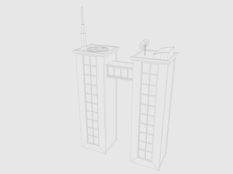 Cartoon skyscraper building 4 Low-poly 3D Model
