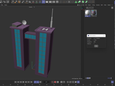 Cartoon skyscraper building 4 Low-poly 3D Model