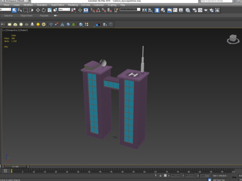 Cartoon skyscraper building 4 Low-poly 3D Model