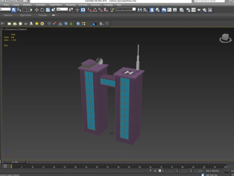Cartoon skyscraper building 4 Low-poly 3D Model