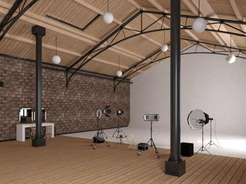 Loft Photo Studio Scene 3D Model