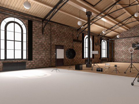 Loft Photo Studio Scene 3D Model