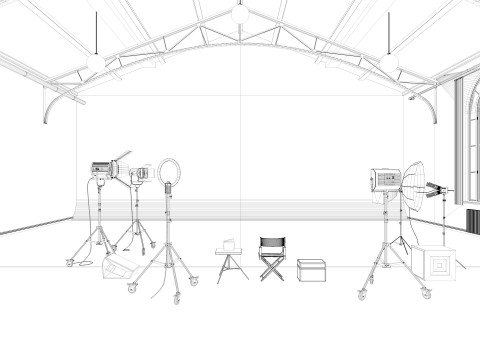 Loft Photo Studio Scene 3D Model