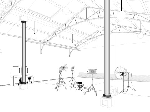 Loft Photo Studio Scene 3D Model