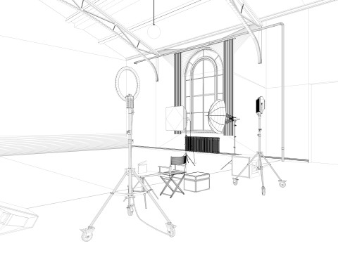 Loft Photo Studio Scene 3D Model