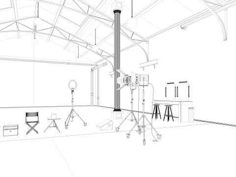 Loft Photo Studio Scene 3D Model