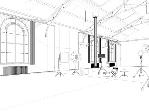 Loft Photo Studio Scene 3D Model