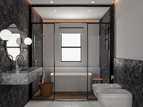 Modern Bathroom 3 interior Model 3D