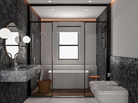 Modern Bathroom 3 interior Model 3D