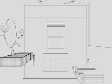 Modern Bathroom 3 interior Model 3D