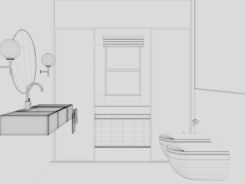 Modern Bathroom 3 interior Model 3D