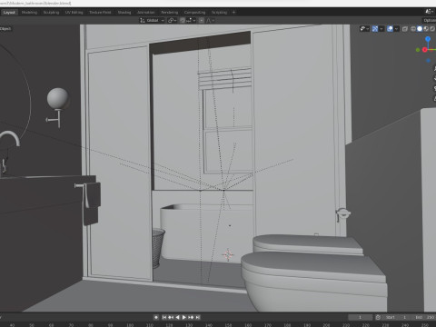 Modern Bathroom 3 interior Model 3D