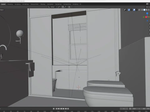 Modern Bathroom 3 interior 3D Model