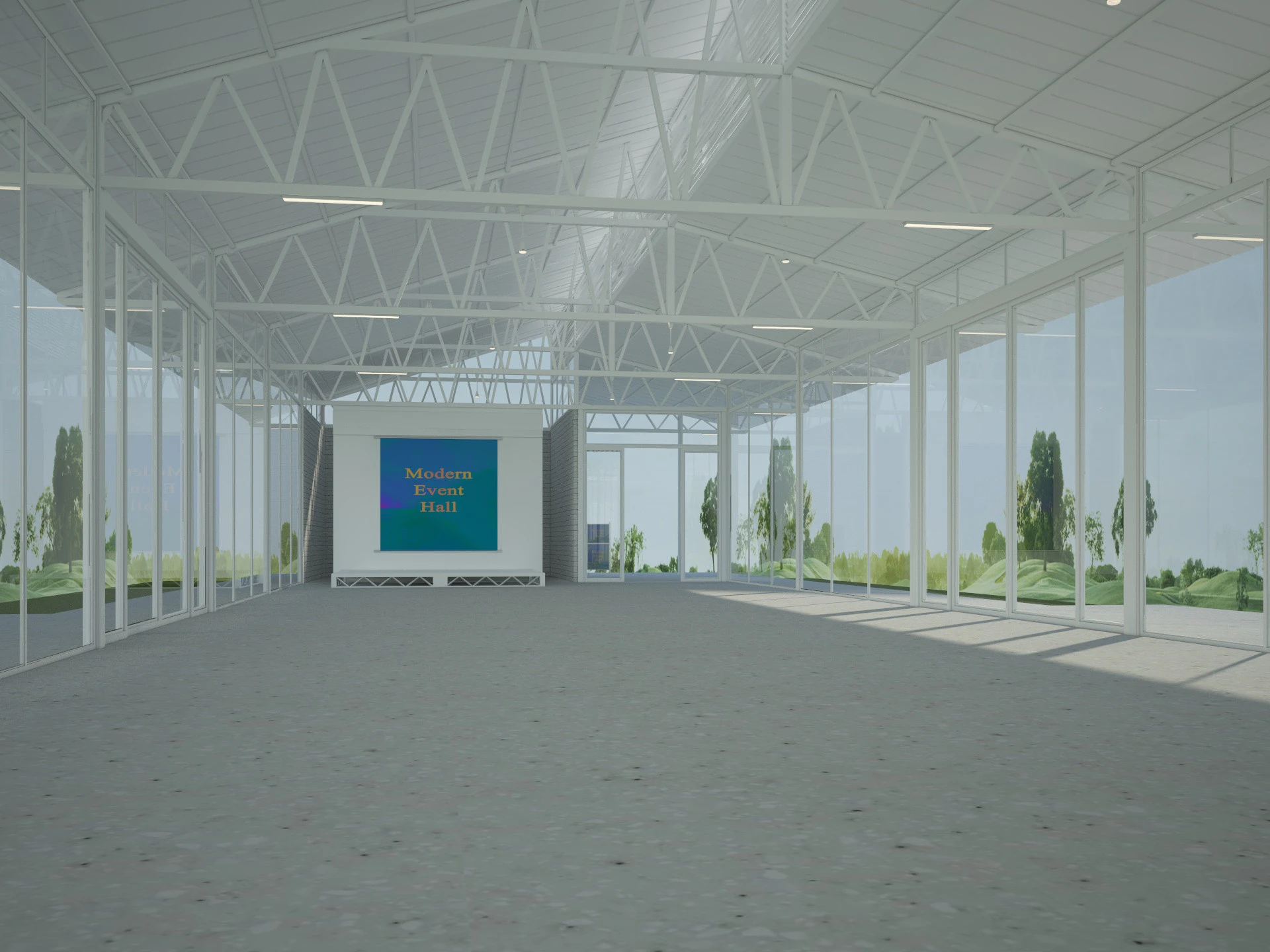 Modern Event Hall 3D Model .c4d .max .obj .3ds .fbx .stl .blend