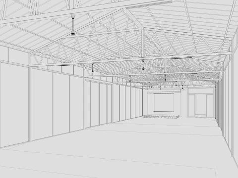 Modern Event Hall 3D Model