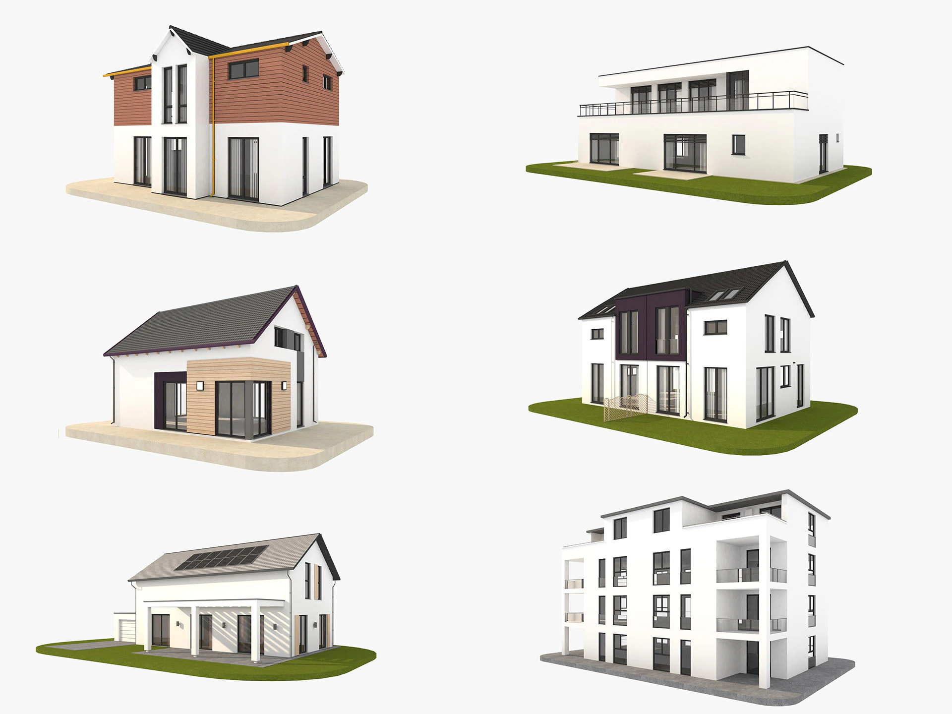 Modern German houses 3D Model .c4d .max .obj .3ds .fbx .stl .blend