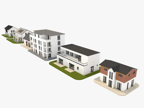Modern German houses 3D Model