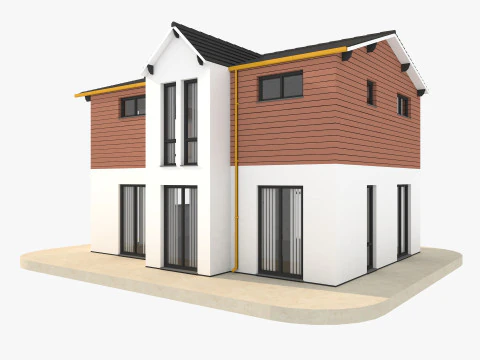 Modern German houses 3D Model