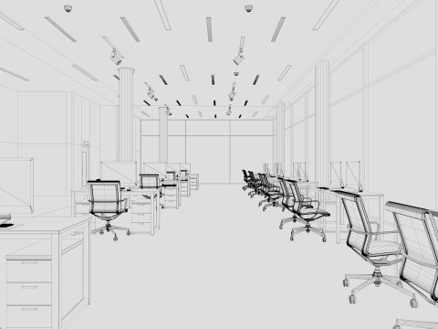Modern Office interior 3D-Modell