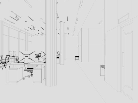 Modern Office interior 3D-Modell