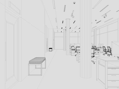 Modern Office interior 3D-Modell