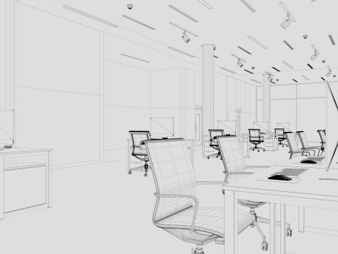 Modern Office interior 3D-Modell