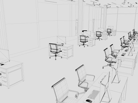 Modern Office interior 3D-Modell