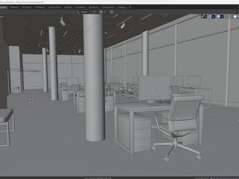 Modern Office interior 3D-Modell