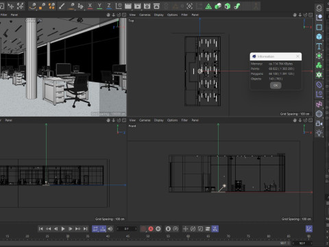 Modern Office interior 3D-Modell