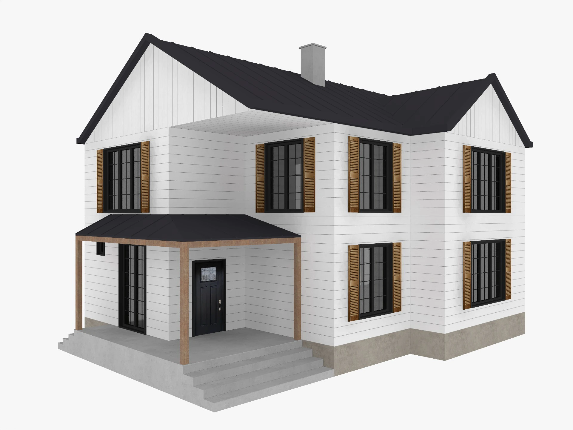 Modern Residential House 3 Low-poly 3D Model .c4d .max .obj .3ds .fbx .stl .blend 