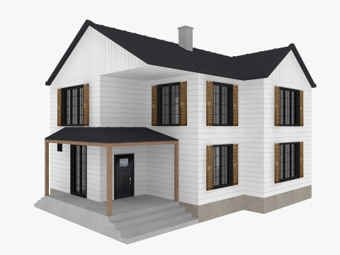 Modern Residential House 3 Low-poly Modelo 3D