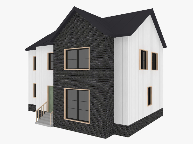 Modern Residential House 4 Low-poly 3D Model .c4d .max .obj .3ds .fbx .stl .blend 