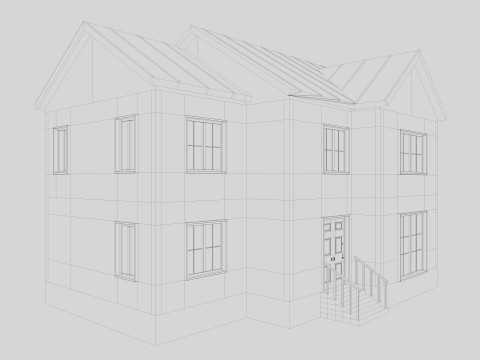 Modern Residential House 4 Low-poly 3D Model