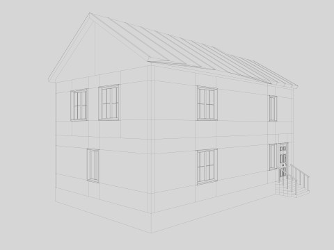 Modern Residential House 4 Low-poly 3D Model