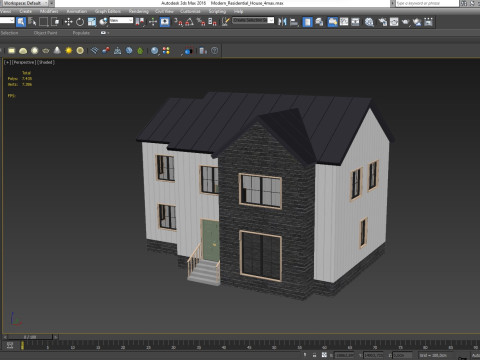 Modern Residential House 4 Low-poly 3D Model