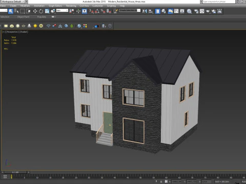 Modern Residential House 4 Low-poly 3D Model