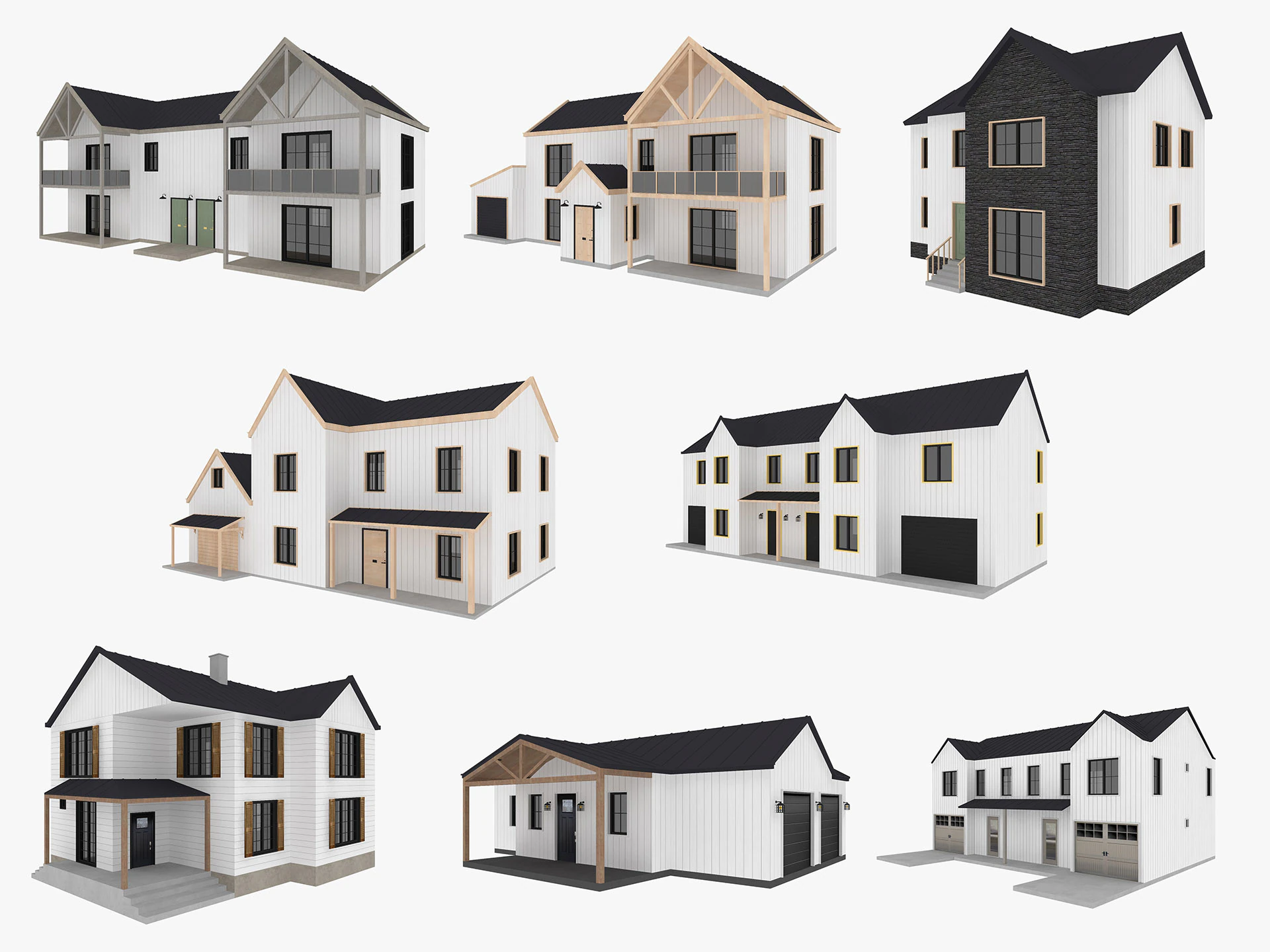 Modern Residential Houses 3D Model .c4d .max .obj .3ds .fbx .stl .blend 