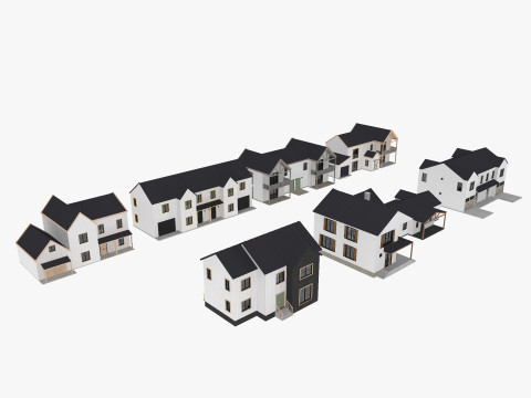 Modern Residential Houses 3D Model